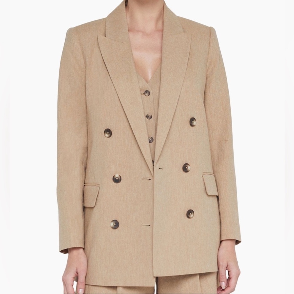 L’AGENCE Aimee Linen Blend Boyfriend Blazer - Picture 3 of 10